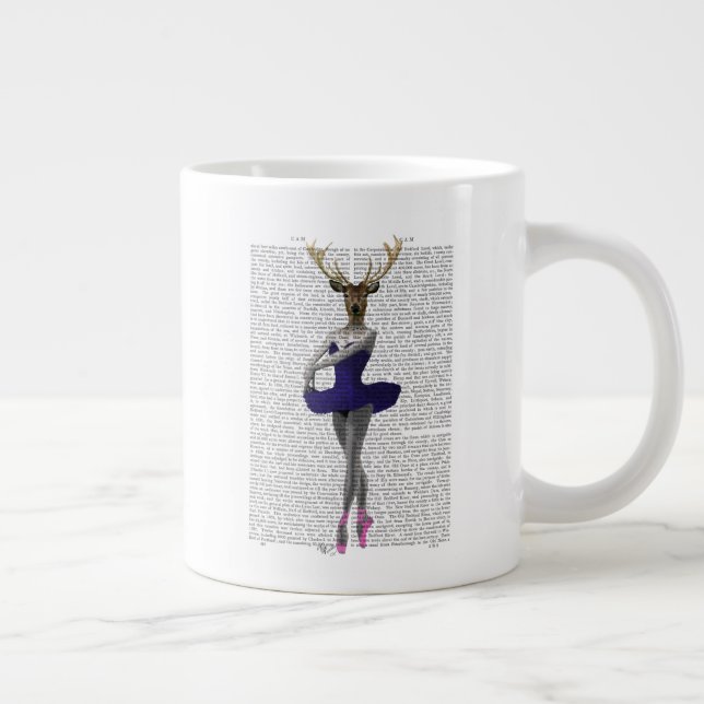 Ballerina Deer in Blue Large Coffee Mug (Right)