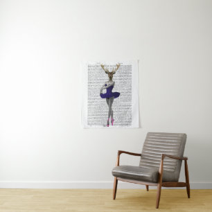Ballerina Deer in Blue Tapestry