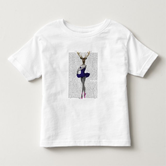 Ballerina Deer in Blue Toddler T-Shirt (Front)