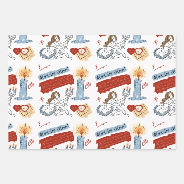 Ballerina Diary Journal Scrapbook Whimsical Wrapping Paper Sheet (Front)