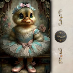 Ballerina Duck Whimsical Vintage Decoupage Tissue Paper