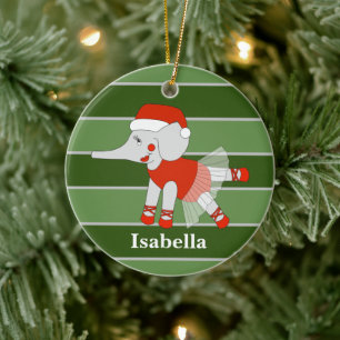 Ballerina Elephant Christmas Special Ceramic Ornament