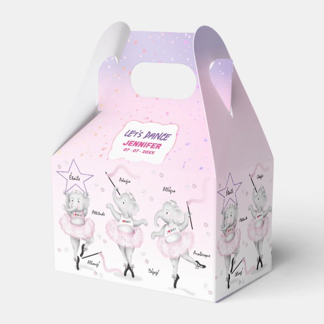 Ballerina Elephant Dance Recital Favour Box (Front Side)