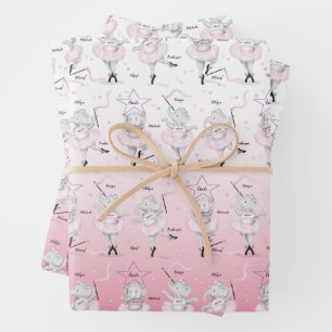 Ballerina Elephant Dance Recital Wrapping Paper Sheet