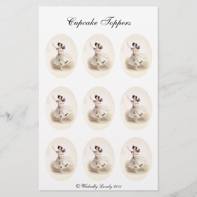 Ballerina Fairy Cupcake Toppers Stationery (Front)