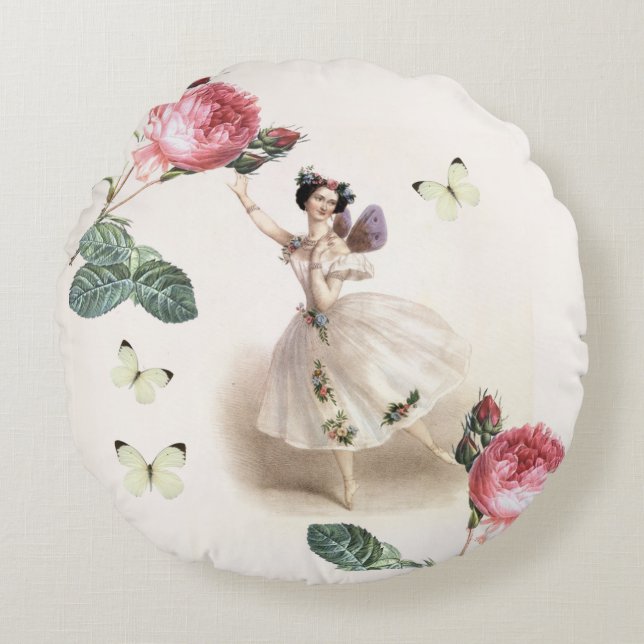 Ballerina fairy round cushion (Front)