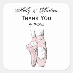 Ballerina Feet on Pointe #1 Lt Pink Square Sticker