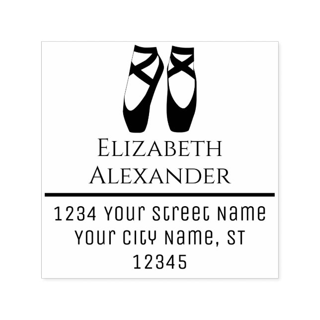 Ballerina Feet Toe Shoes on Pointe #2 Name Address Self-inking Stamp (Design)