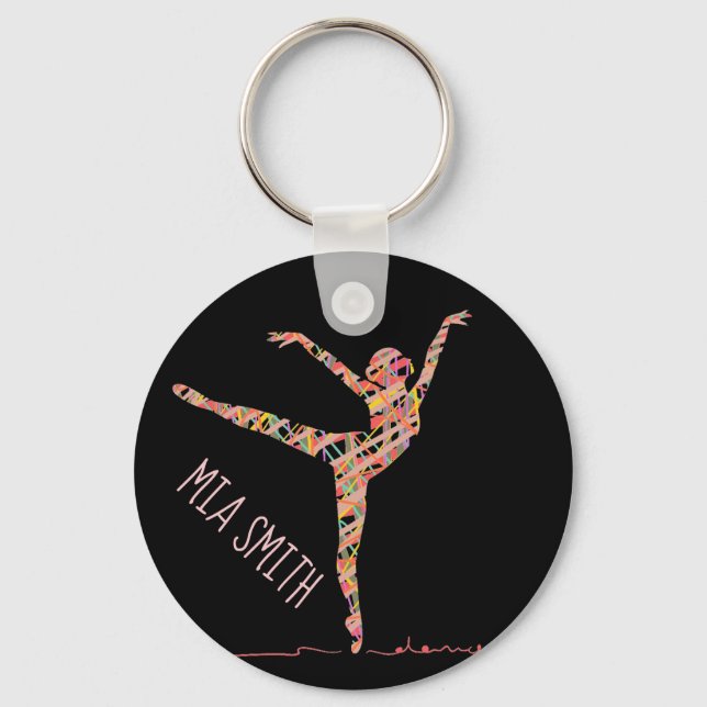 Ballerina gift personalised name key ring (Front)