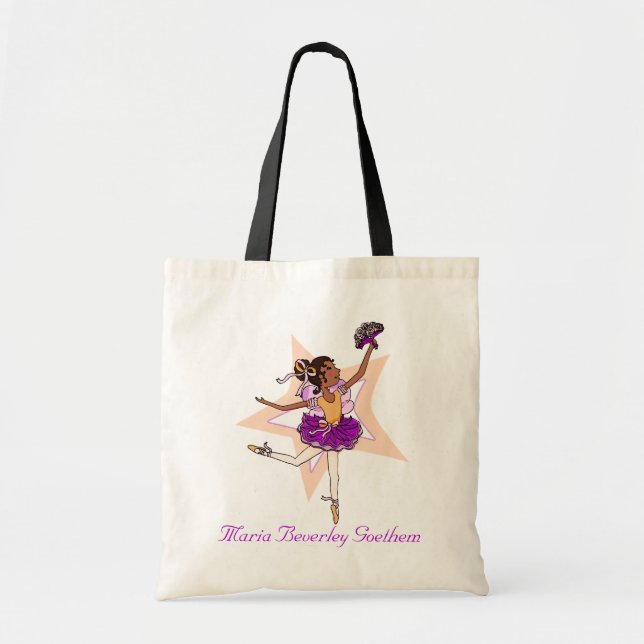Ballerina girl "add your name" peach ballet bag (Front)