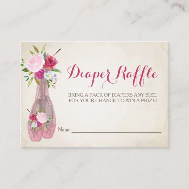 Ballerina Girl Baby Shower Diaper Raffle Ticket (Front)