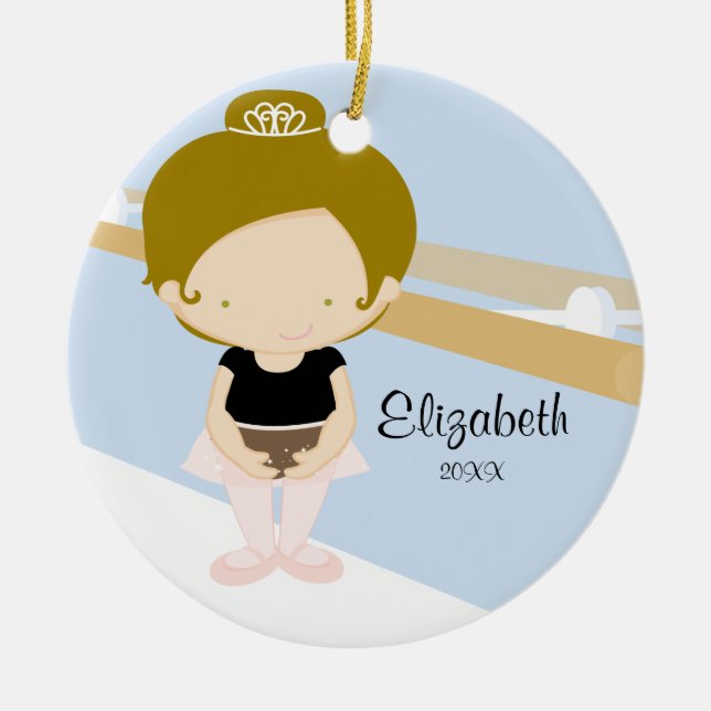 Ballerina Girl Ballet Dance Christmas Ornament (Front)