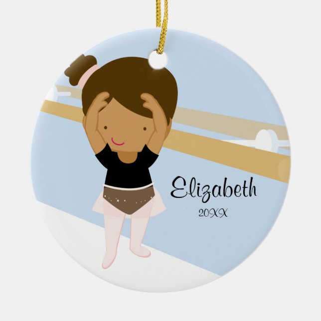 Ballerina Girl Ballet Dance Christmas Ornament (Front)