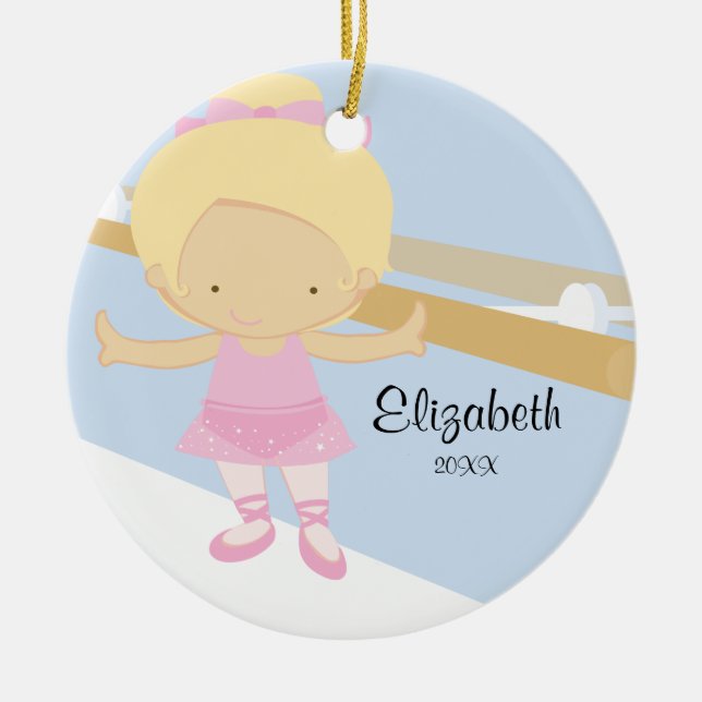 Ballerina Girl Ballet Dance Christmas Ornament (Front)
