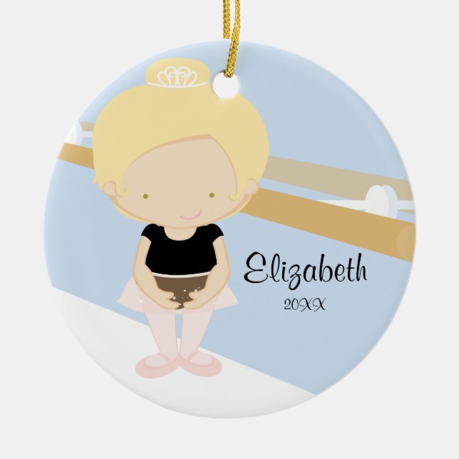 Ballerina Girl Ballet Dance Christmas Ornament (Front)