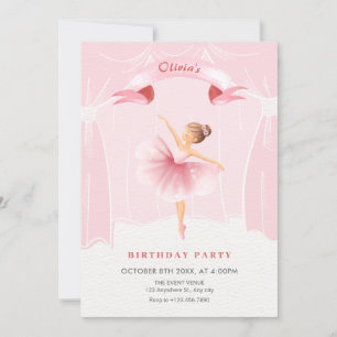Ballerina girl birthday invitation