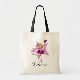 Ballerina girl blonde name pink ballet bag