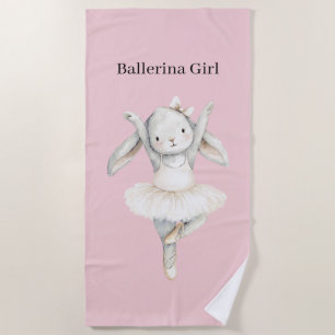 Ballerina Girl Bunny in Tutu Beach Towel
