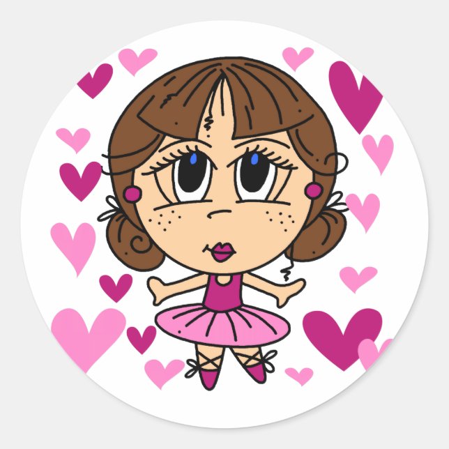 Ballerina Girl Classic Round Sticker (Front)