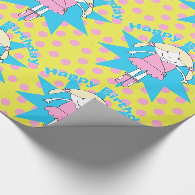 Ballerina Girl Happy Birthday Ballet Wrapping Paper (Corner)
