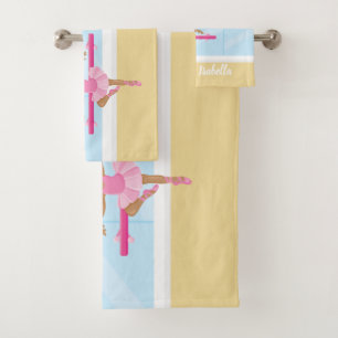 Ballerina Girl Kid's Personalised Bath Towel Set