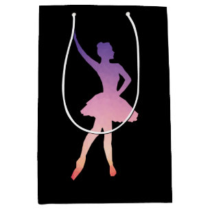 Ballerina girl modern colourful silhouette medium gift bag