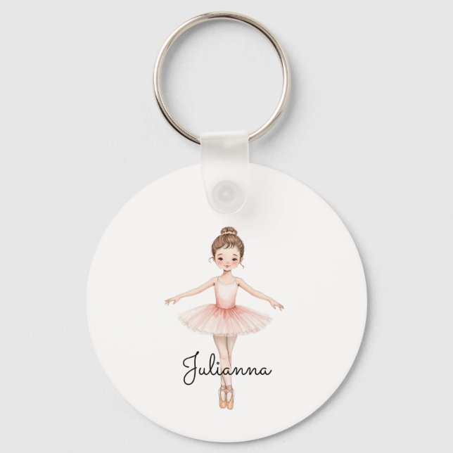 Ballerina Girl Personalised Key Ring (Front)