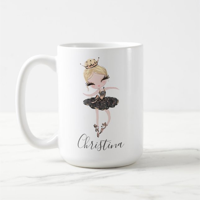 Ballerina Girl Personalized Name Ballet Gift Idea Coffee Mug (Left)