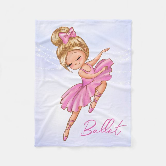Ballerina Girl Pink, Purple Pretty Ballet Dance Fleece Blanket (Front)