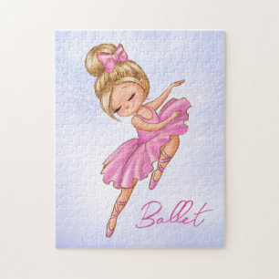 Ballerina Girl Pink, Purple Pretty Ballet Dance Jigsaw Puzzle