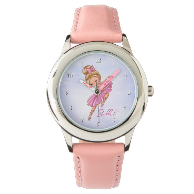 Ballerina Girl Pink, Purple Pretty Ballet Dance Watch (Front)