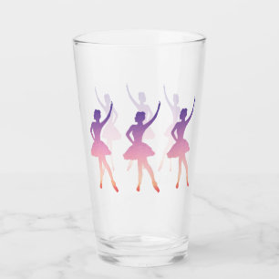 Ballerina girl silhouette pink purple  glass