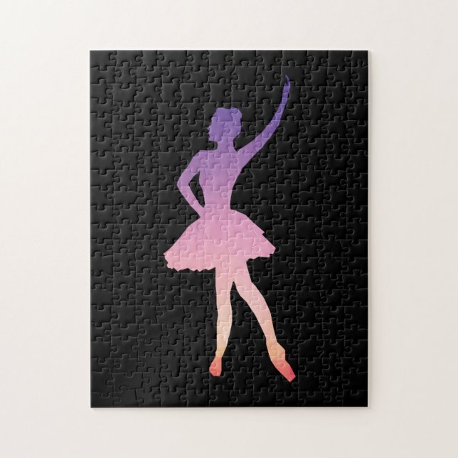 Ballerina girl silhouette pink purple jigsaw puzzle (Vertical)