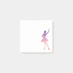 Ballerina girl silhouette pink purple post-it notes