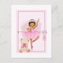 Ballerina girl & teddy bear pink polka dot