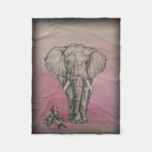 Ballerina Girl with Elephant Fleece Blanket