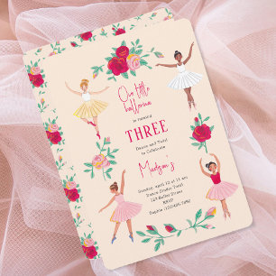 Ballerina Girls Birthday Party Floral Tutu Dance Invitation