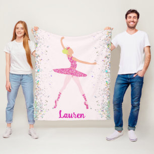 Ballerina Glitter Confetti Personalised Design Fleece Blanket