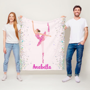 Ballerina Glitter Confetti Personalised Design Fleece Blanket