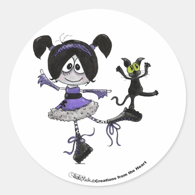 Ballerina Goth Style Classic Round Sticker (Front)