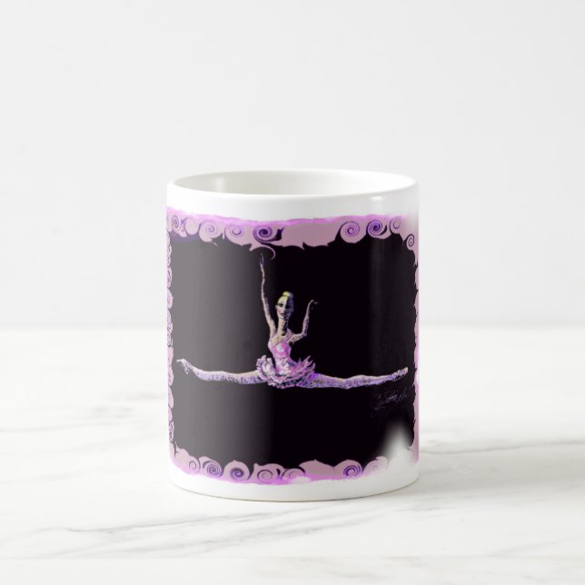 Ballerina Grande Jete Polka Dot Background Mug (Center)