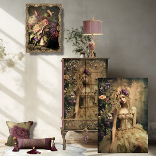 Ballerina Green, Hummingbird & Floral Portrait    Tissue Paper