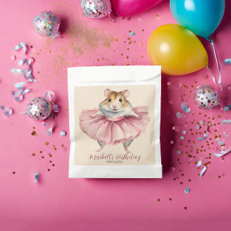 Ballerina Hamster Girl Birthday Thank You Favour Bag
