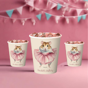 Ballerina Hamster Girls Birthday Dance Party Paper Cups