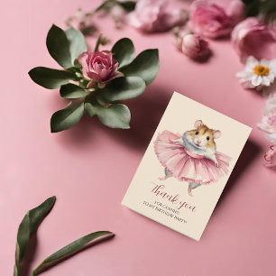Ballerina Hamster Girls Birthday Thank You Card