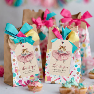 Ballerina Hamster Girls Birthday Thank You Gift Tags
