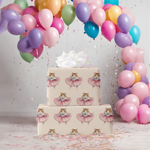 Ballerina Hamster Girls Birthday Wrapping Paper