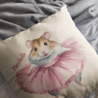 Ballerina Hamster Girls Personalised Cushion