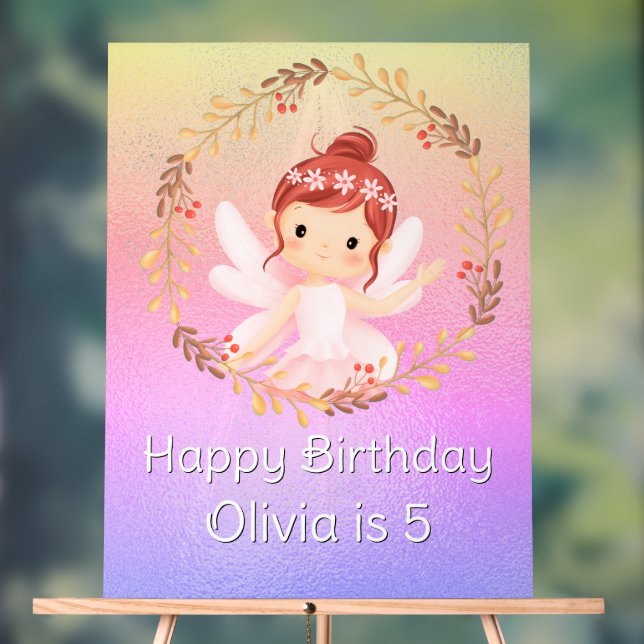 Ballerina Happy 5th Birthday Pink Party Banner Acrylic Sign (Neutral)