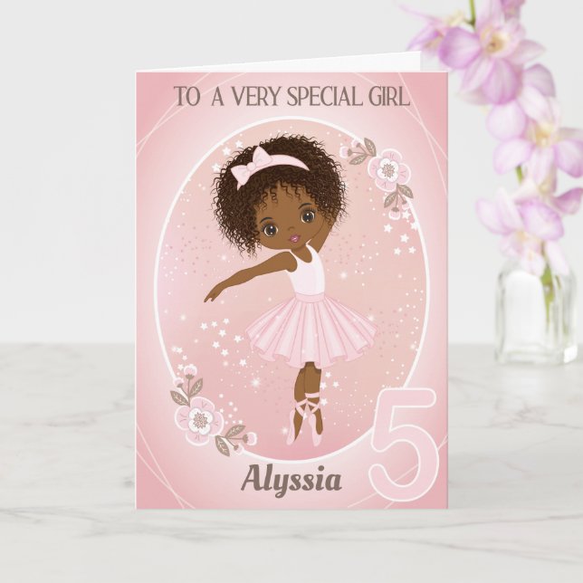 Ballerina Happy Birthday Card | 5 Years Old Girl  (Orchid)